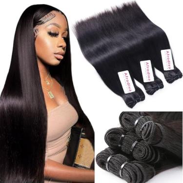 Imagem de Afrodiva Straight 3 Bundles Cabelo Humano 100% Brasileiro Virgem Sem Processamento Trama Dupla 70G/Pacote Cor Natural
