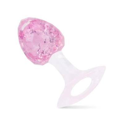 Imagem de Plug Anal Silicone Diamante Esfera Vidro Médio 9,1cm Brinquedo Anal Estimulador PL146M (ROSA)