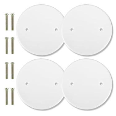 Imagem de 4un Conjunto de Placas Cobertura Redondas Teto, 11cm Diâmetro Feitas Plástico para Caixa Elétrica com 8un Parafusos para Instalação Detector Fumaça Luminária e Ventilador Parede (Brancas)