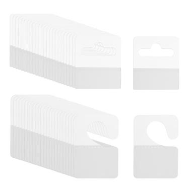 Imagem de PATIKIL Abas para pendurar 1,4 x 2 / 1,4 x 1,6 polegadas, 120 peças de etiquetas transparentes para pendurar abas autoadesivas para pendurar etiquetas de orifício para lojas de varejo, lojas