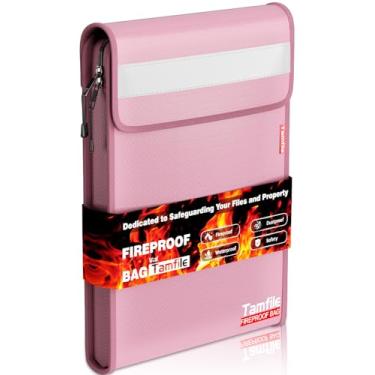 Imagem de Bolsa de documentos à prova de fogo de 3537 °C com zíper, bolsa de dinheiro à prova d'água de 38 cm x 28 cm, à prova de fogo, com 2 bolsos, organizador de documentos importantes para A4 A5, tamanho