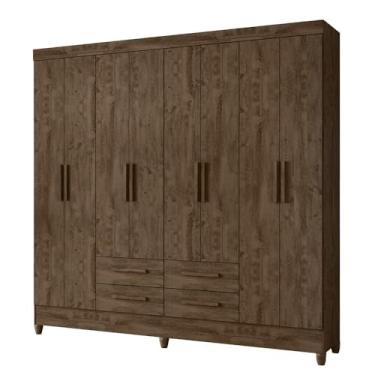 Imagem de Guarda Roupa Casal 8 Portas e 4 Gavetas - Moval Castanho Wood