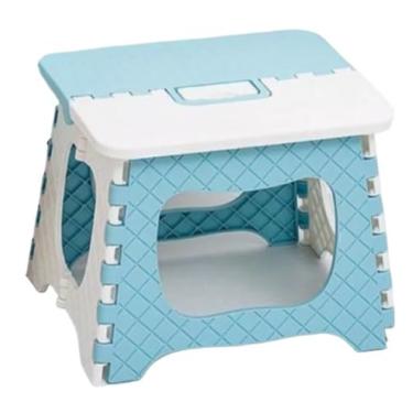 Imagem de Banqueta Banquinho Dobrável De Plástico Resistente Para Viagem - 25 * 18 * 20cm, Durável para Uso Diário e Atividades ao Ar Livre(AZUL,1 UNIDADE)