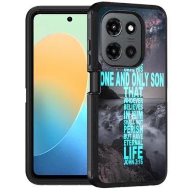 Imagem de FQTBCEARI Capa para Moto G Stylus 5G 2025, capa protetora de corpo inteiro à prova de choque com 3 camadas de grau militar para Motorola Moto G Stylus 5G 2025, verso bíblico cruz cristã citação João 3