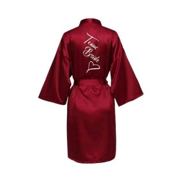 Imagem de Robe Curto De Seda Satin Para Mulheres, Estampa Sexy, Robe De Banho Pa