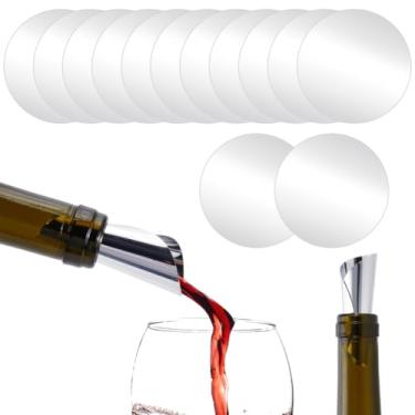 Imagem de SOFPLATE Discos de vinho com 50 peças, bico para dosador de vinho, folha prateada, de alumínio, redondo, 7 cm, em branco, fino, reutilizável, para garrafa de uísque, bebida, cerveja, dispensador de