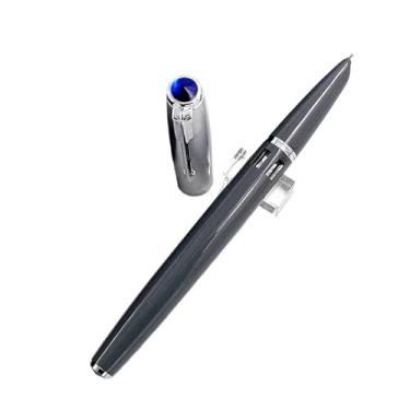 Imagem de XMKT Caneta-tinteiro transparente com ponta oculta EF/F papelaria material de escritório escolar canetas de tinta lisa com caixa (cinza navio de guerra, F 0,5 mm)