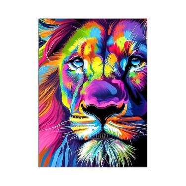 Imagem de Kit De Pintura Em Diamante 5D DIY Com Gato Leão E Tigre, Pedras Redond