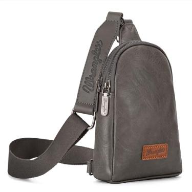 Imagem de Wrangler Bolsa tiracolo feminina pequena bolsa tiracolo e bolsa de peito com alça ajustável ideia de presente, A - cinza, Small