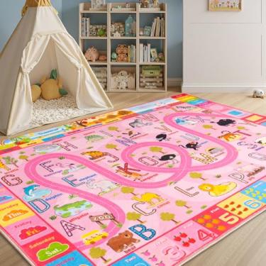 Imagem de Tapetes infantis para quarto de crianças, tapete educativo para sala de aula, antiderrapante, lavável, tapete de aprendizagem ABC para meninos e meninas, tapete de brinquedo de estrada, 15 x 23 cm