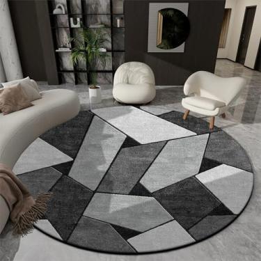 Imagem de Tapetes redondos geométricos para sala de estar, decoração de luxo, tapetes grandes e macios de pelúcia para quarto, escritório, cadeira, piso (180 x 180 cm/Flanela - 1)