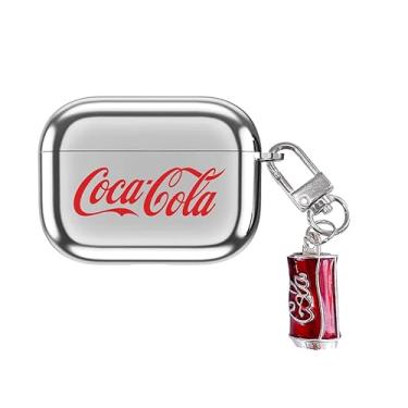 Imagem de Capa de TPU macio galvanizado prata com pingente de chaveiro para Apple AirPods 1 2 3 Pro Generation Modern Metallic Cool Fun Creative Unique Boys Girls Kids (lata de coca vermelha, para AirPods 3ª)