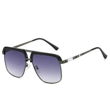 Imagem de Óculos de Sol UV400 - Armação Fina Oval Gradiente com Ponte Dupla para Homens e Mulheres, Ideal para Esportes ao Ar Livre, Corrida e Ciclismo, nas cores preto e cinza.