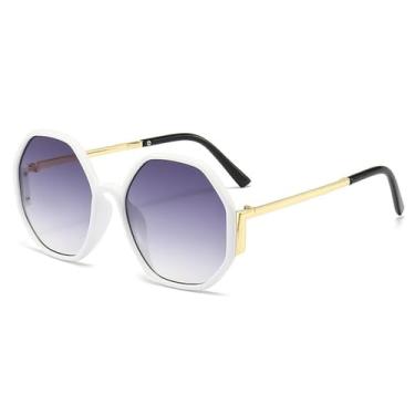Imagem de Óculos de Sol UV400 - Armação Grande em Metal com Lentes Degradê para Homens e Mulheres, Ideais para Esportes ao Ar Livre, Corrida e Ciclismo, Branco