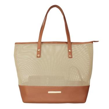 Imagem de Bolsa de Ombro Matera Bege Espaçosa Para Praia