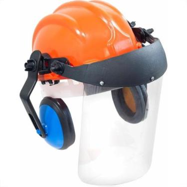 Imagem de Capacete Com Abafador+Viseira Plastcor Laranja