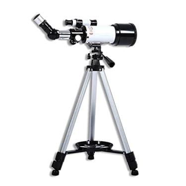 Imagem de pcagfaajmh Telescópio refletor astronômico para iniciantes para crianças, adultos, 70 mm, monóculo espacial, telescópio espacial com tripé ajustável, 2 oculares, decoração de casa, branco (branco)