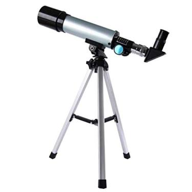 Imagem de pcagfaajmh Telescópio astronômico refrativo para crianças, portátil, monocular, iluminação espacial, presente infantil, céu e terra, observação de estrelas