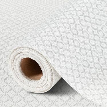 Imagem de FIFTY FEET Forro de prateleira não adesivo de 30,5 x 304,8 cm para armários e gavetas de cozinha, forro de armário de PVC antiderrapante lavável (círculo branco) (4 rolos)