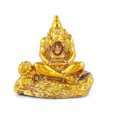 Imagem de Ídolo Hanuman Premium para painel de carro | Ram in Heart | Inscrição Jai Shree Ram | Bajrangbali Yoga Pose Murti | Pequena estátua decorativa para decoração de carro e casa Pooja (dourado)