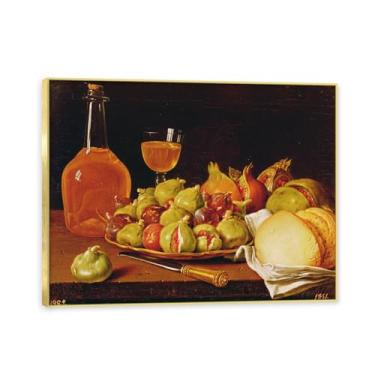 Imagem de Moldura dourada. Arte vintage emoldurada de frutas mortas, pintura clássica de cozinha country, decoração de parede de casa de fazenda quente para sala de jantar e cozinha. A87. 60 x 80 cm - 23,7 x