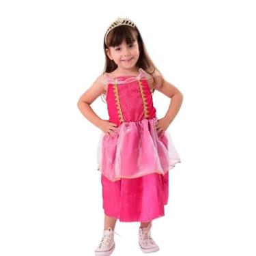 Imagem de Fantasia Infantil Princesa Rosa, Vestido menina, Traje para Meninas - Tam M 6 anos carnaval aniversário