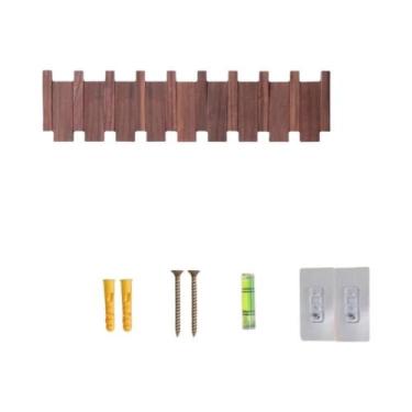 Imagem de Cabideiro De Parede Em Madeira Em Forma De Tecla De Piano Com 8 Gancho