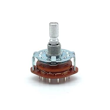 Imagem de microswitch 1 peça RS25 montagem em painel de eixo 4P3T seletor de interruptor rotativo de banda 4 polos 3 posições 20 mm eixo ameixa com tampa de interruptor (cor: sem botão)