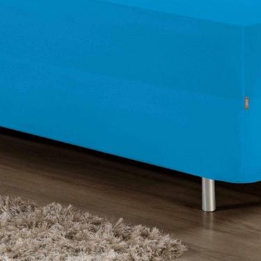 Imagem de Jogo De Cama Solteiro Nobre 2 Peças Luva De Box 55cm De Altura Malha 100% Algodão - Turquesa