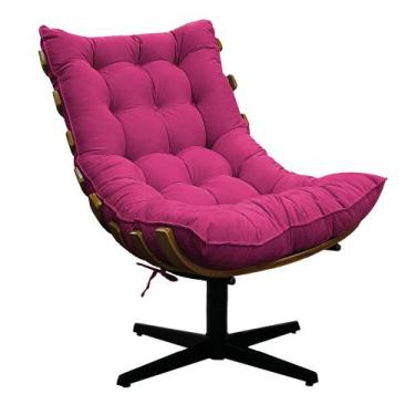 Imagem de Poltrona Decorativa Costela Base Giratória Suede Pink - Doce Sonho Móv