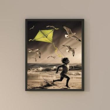 Imagem de Quadro Praia - Menino Com Pipa 24X18Cm