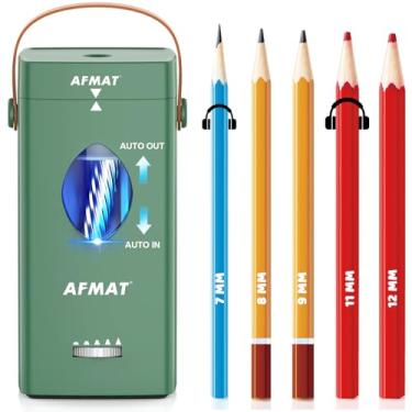 Imagem de AFMAT Apontador de lápis elétrico, recarregável e sem fio, apontador de lápis totalmente automático para sala de aula, entrada e saída automática, 5 modos de nitidez, apontadores resistentes para