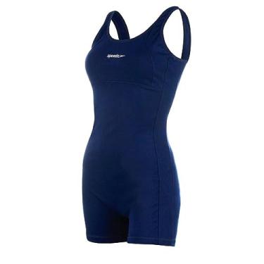 Imagem de Macaquinho, Speedo, Basic, Acquaplus Liso com Alças Retas e Sustentação no Busto, tamanho GG - Azul Escuro