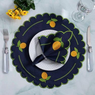 Imagem de Jogo Americano Sousplat Mesa Posta Bordado Guardanapo 12 Peças