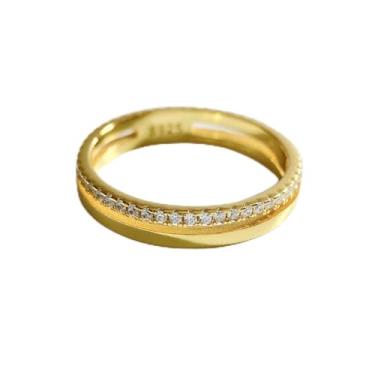 Imagem de 1 anel múltiplo de zircão joias finas aniversário empilhamento anel material anel de compromisso eternidade aniversário joias de luxo para mulheres, Banhado a ouro, Sem pedra preciosa