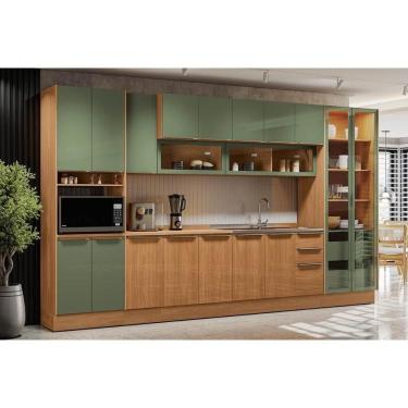 Imagem de Cozinha Modulada Kappesberg 10 Peças Vibra C10P17 Canela/Verde Pistache Lacca