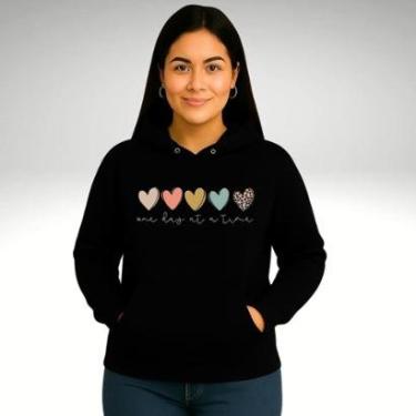 Imagem de Blusa de Moletom Feminino Canguru Estampado Coração Moderno-Feminino