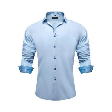 Imagem de Camisa Social Masculina De Manga Longa Preta Com Estampa Paisley Verme