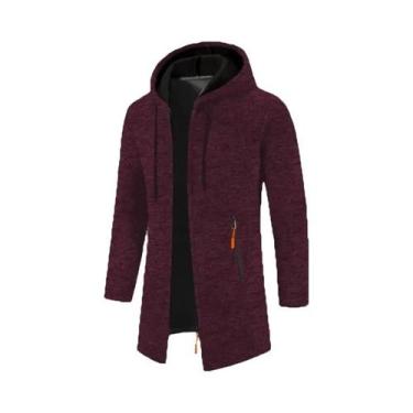 Imagem de Moletom Masculino Oversize Com Capuz E Zíper, Manga Longa, Cor Sólida,