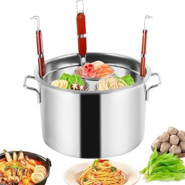 Imagem de Conjunto de inserção de panela de macarrão com coador e escorredor - Divisor para cozinhar e preparar refeições sem esforço, perfeito para cozinhas de casa e restaurante, ferramenta essencial de