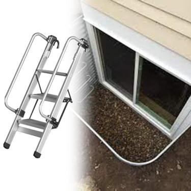 Imagem de Escada de emergência de incêndio para janelas de porão, escada de escalada de alumínio de 5 degraus para beliches e escadas de sótão, 1,68 m (5,5 pés) para dormitórios e apartamentos