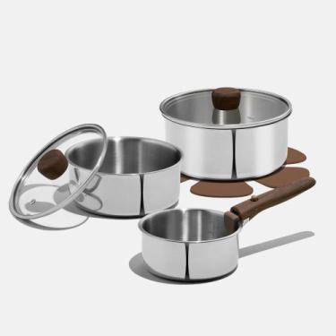 Imagem de Conjunto de Panelas CAROTE 8 Peças Aço Inoxidável Tripla Camada Seguro