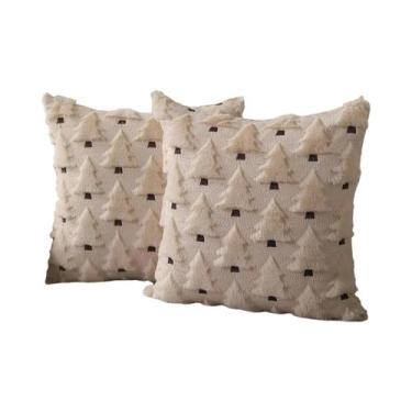 Imagem de Capas De Almofada De Pelúcia Macia Com Estampa De Árvore De Natal 45x4