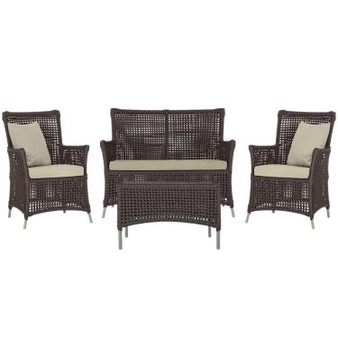 Imagem de Jogo Sofá E 2 Poltronas E Mesa Igapó Fendi E7 Trama Original Marrom