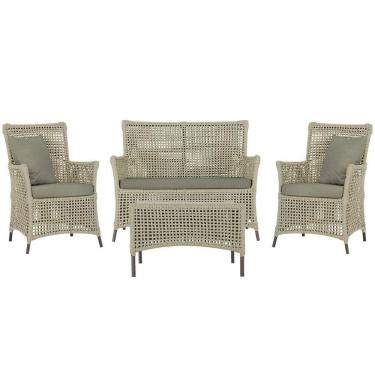 Imagem de Jogo Sofá 2 Poltronas E Mesa Igapó Marrom E8 Trama Original Rami