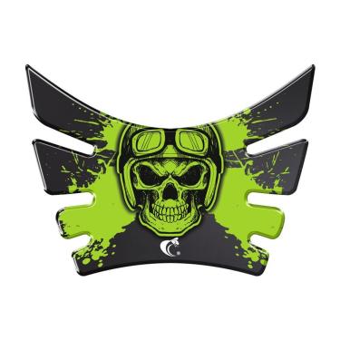 Imagem de Protetor De Tanque Adesivo Moto Bros 160 Nsx Falcon Xre 190 Lander Crosser Caveira Verde