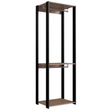 Imagem de Guarda Roupa Closet 02 Cabideiros 183x60cm Preto Montana Proddy Preto 