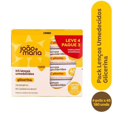 Imagem de Kit Lenço Umedecido João e Maria Cimed Glicerina 180 Unidades