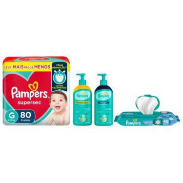Imagem de Fraldas Pampers Supersec Tam. G - 9 a 13kg 80  - Unidades + Lenços Ume
