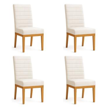 Imagem de Kit 4 Cadeiras De Jantar Solana Suede Bege Base De Madeira - Pallazio